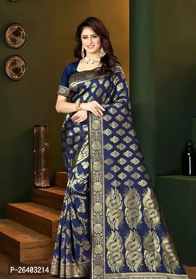 Beautiful Art Silk  Saree with Blouse piece For Women-thumb0