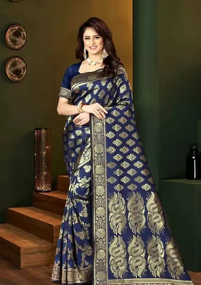 Beautiful Art Silk Saree with Blouse piece For Women