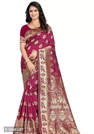 Beautiful Art Silk  Saree with Blouse piece For Women-thumb0