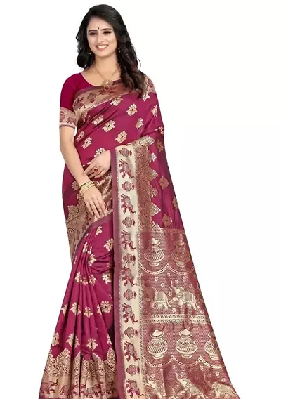 Beautiful Art Silk Saree with Blouse piece For Women