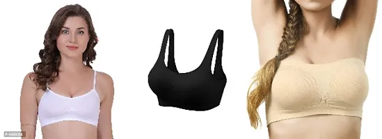 3 Pcs.Combo Pack Of Free Size Non Padded 3 Different Styles Sports Bras