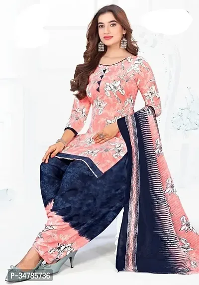 Elegant Crepe Printed Dress Material with Dupatta For Women-thumb0