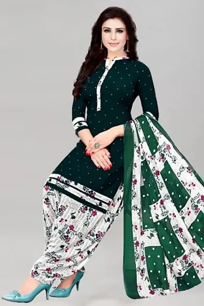Attractive Crepe Dress Material with Dupatta