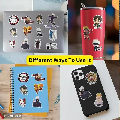 Pack of 45 Anime Stickers | Jujutsu Kaisen Stickers | Demon Slayer Stickers | Attack on Titan Stickers | Waterproof Vinyl Stickers for Laptop, Journal, Phone, Wall, Diary-thumb5
