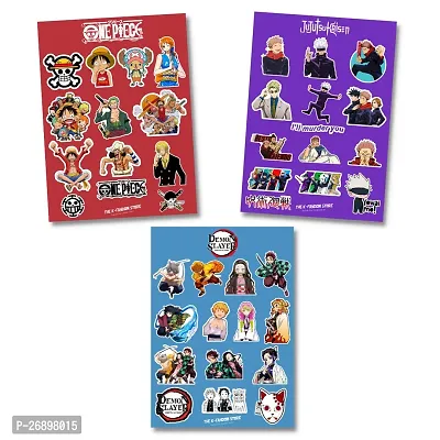 Pack of 45 Anime Stickers | Demon Slayer Stickers | Jujutsu Kaisen Stickers | One Piece Stickers | Waterproof Vinyl Stickers for Laptop, Journal, Phone, Wall, Diary