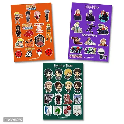 Pack of 45 Anime Stickers | Naruto Stickers | Jujutsu Kaisen Stickers | Attack on Titan Stickers | Waterproof Vinyl Stickers for Laptop, Journal, Phone, Wall, Diaryhellip;-thumb0