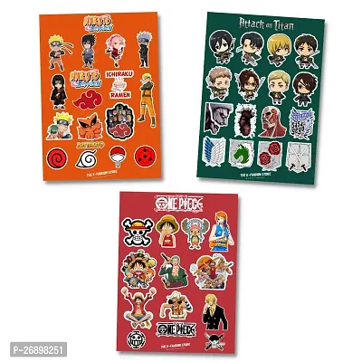 Pack of 45 Anime Stickers | Naruto Stickers | One Piece Stickers | Attack on Titan Stickers | Waterproof Vinyl Stickers for Laptop, Journal, Phone, Wall, Diary