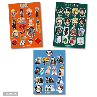Pack of 45 Anime Stickers | Naruto Stickers | Attack on Titan Stickers | Demon Slayer Stickers | Waterproof Vinyl Stickers for Laptop, Journal, Phone, Wall, Diary