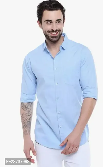 Reliable Blue Cotton Long Sleeves Casual Shirts For Men-thumb0