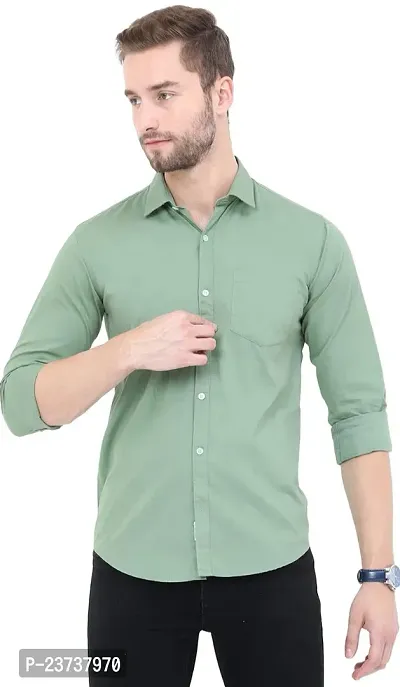 Reliable Green Cotton Long Sleeves Casual Shirts For Men