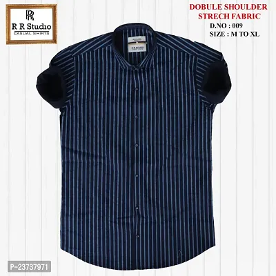 Reliable Navy Blue Cotton Short  Sleeves Casual Shirts For Men-thumb0