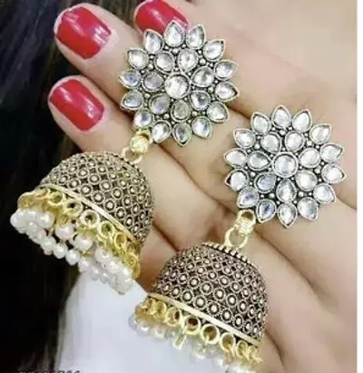MONKDECOR Latest Collection Sunflower Gold Jhumka earrings for Girls and Woman.