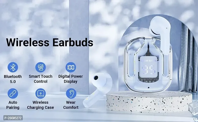 Ultrapods TWS Wireless Bluetooth in Ear Earbuds Transparent Design with Digital Display, HiFi Stereo Gaming Headphones Headset with Built-in Mic-thumb5