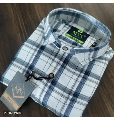 Reliable White Cotton Checked Casual Shirt For Men