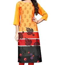 Womens Crepe Yellow Color Digital Print Straight Kurta-thumb1