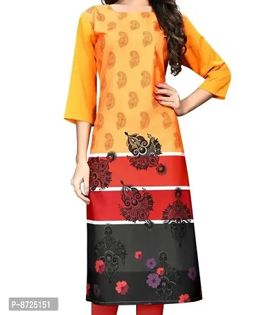 Womens Crepe Yellow Color Digital Print Straight Kurta-thumb2