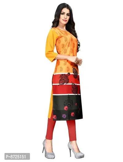 Womens Crepe Yellow Color Digital Print Straight Kurta-thumb4