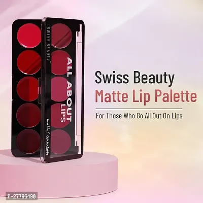 Swiss Beauty Matte Lip Palette With 10 Pigmented Colors Lipstick- Shade 01-thumb0