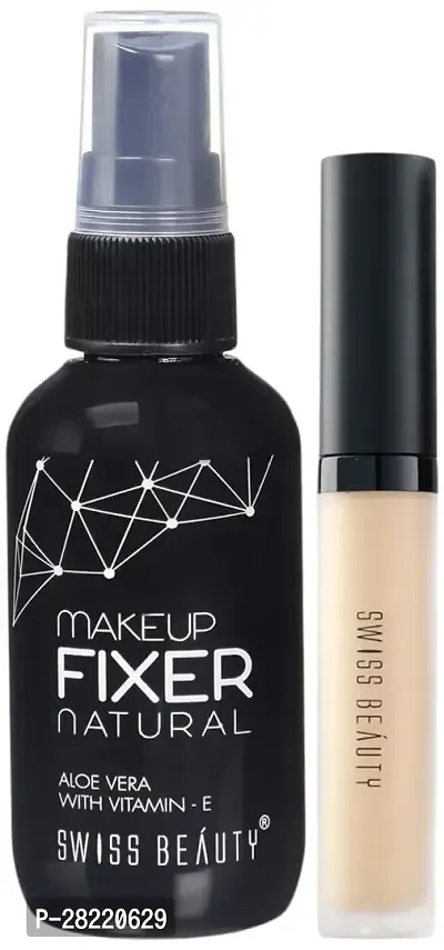 Swiss Beauty Liquid Concealer (Shade-Sand Sable) and Makeup Fixer Spray with Aloe Vera  Vitamin E