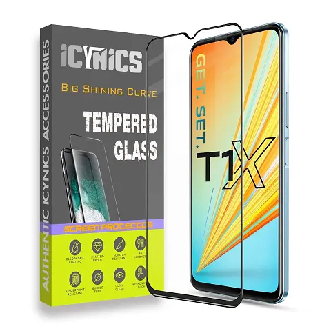 ICYNICS Tempered Glass for Vivo T1X Anti-Fingerprint, Waterproof, Oil-resistant, Bubble-Free, Anti-Static with Full Screen Coverage & Easy Installation (Pack of 1)