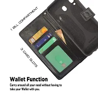 ICYNICS Leather Flip Cover for Samsung Galaxy M30 Wallet Case with Card Holder, PU Leather Case with Magnetic Flip [Shockproof TPU Inner Shell] Phone Case (Black)-thumb2
