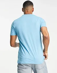 Classic Blue Polyester Round Neck Tees For Men-thumb1