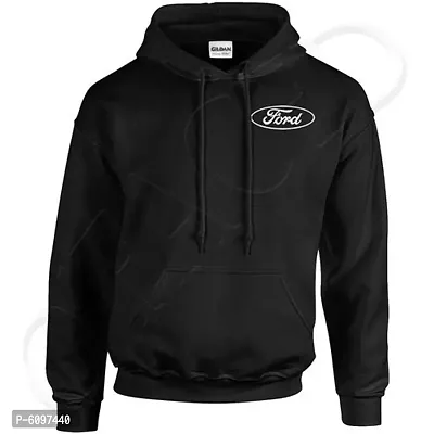Stylish Black Cotton Printed Hooded Sweatshirt For Men