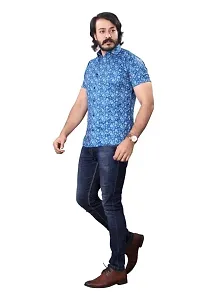 HASHTAG FASHION Men's Casual Stylish Shirt (Sky Blue  White); Size:- XX-Large - HAGFO_D06-BLU-thumb1