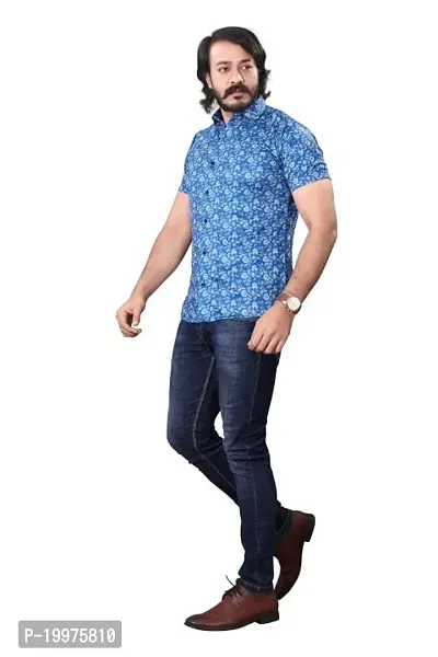 HASHTAG FASHION Men's Casual Stylish Shirt (Sky Blue  White); Size:- XX-Large - HAGFO_D06-BLU-thumb2