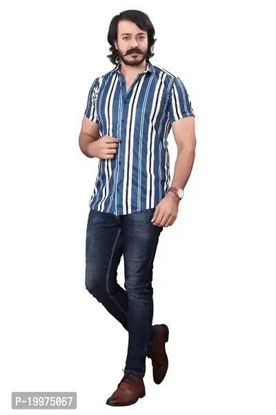 HASHTAG FASHION Men's Casual Stylish Shirt (Navy Blue  White); Size:- X-Large - HAGFO_D13-NBLU