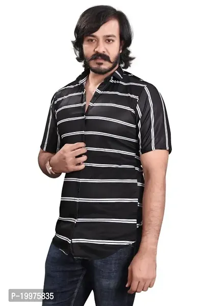 HASHTAG FASHION Men's Casual Stylish Shirt (Black  White); Size:- Large - HAGFO_D14-BLC-thumb2