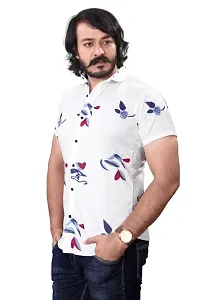 HASHTAG FASHION Men's Casual Stylish Shirt (White  Blue); Size:- Medium - HAGFO_D07-WHT-thumb2