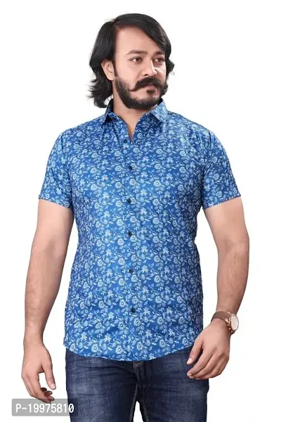 HASHTAG FASHION Men's Casual Stylish Shirt (Sky Blue  White); Size:- XX-Large - HAGFO_D06-BLU-thumb3