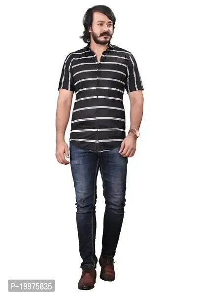 HASHTAG FASHION Men's Casual Stylish Shirt (Black  White); Size:- Large - HAGFO_D14-BLC-thumb0