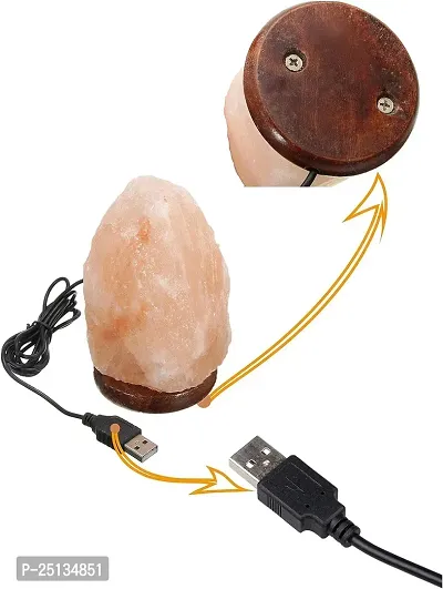 USB Salt Lamp Pyramid Shape Himalayan Crystal Rock Salt USB Lamp For Computer Laptop Car Weight 400 G Natural Shape