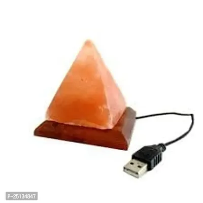 USB Salt Lamp Pyramid Shape Himalayan Crystal Rock Salt USB Lamp For Computer Laptop Car Weight 400 G Pyramid Shape-thumb0