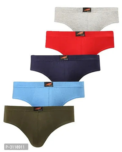 Men's Multicoloured Cotton Solid Mid-Rise Brief (Pack of 5)-thumb0