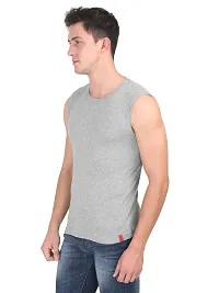 Men's Solid Round Neck Cotton Muscle Vest-thumb1