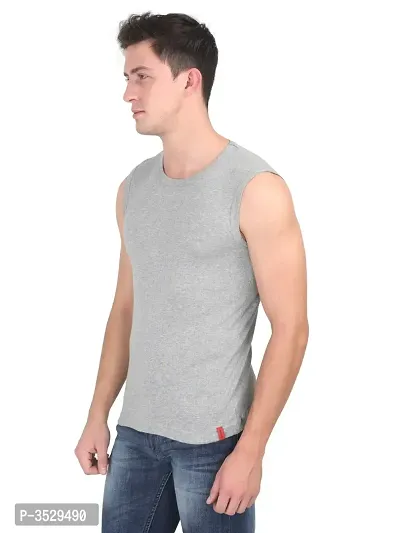 Men's Solid Round Neck Cotton Muscle Vest-thumb2