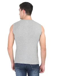 Men's Solid Round Neck Cotton Muscle Vest-thumb2