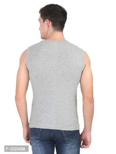 Men's Solid Round Neck Cotton Muscle Vest-thumb3