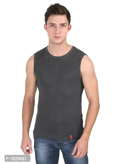 Men's Solid Round Neck Cotton Muscle Vest