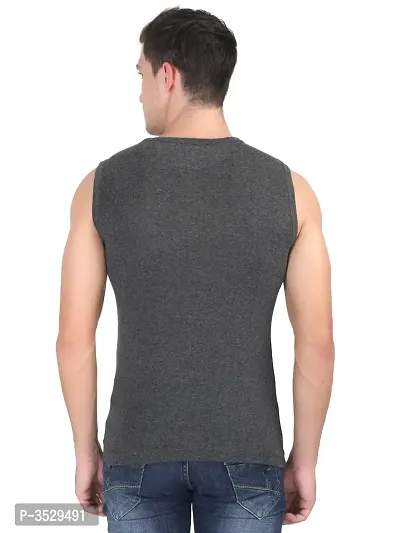 Men's Solid Round Neck Cotton Muscle Vest-thumb3