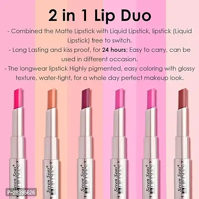 Seven Seas Lip Duo 2 In 1 Lipstick Matte Finish 2-in-1 Duo Liquid Lipstick with Matte Finish and Moisturizing Gloss (Scarlet)-thumb2
