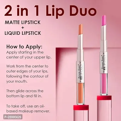 Seven Seas Lip Duo 2 In 1 Lipstick Matte Finish 2-in-1 Duo Liquid Lipstick with Matte Finish and Moisturizing Gloss (Scarlet)-thumb3