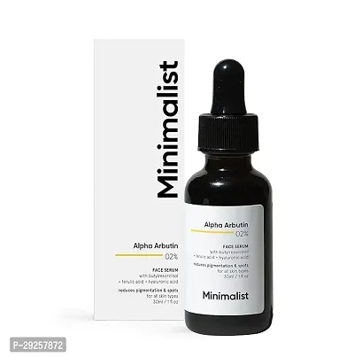Minimalist 2% Alpha Arbutin Serum for Pigmentation  Dark Spots Removal | Anti-pigmentation Face Serum For Men  Women with Hyaluronic Acid to Remove Blemishes, Acne Marks  Tanning | 30 ml-thumb0