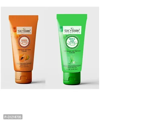 Skybar Papaya Deep Cleanse Face Wash Gentle and Molcaro Skybar Neem  Aloe Face Wash ( Combo Pack )