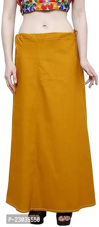 Reliable Yellow Cotton Solid Stitched Patticoats For Women-thumb0
