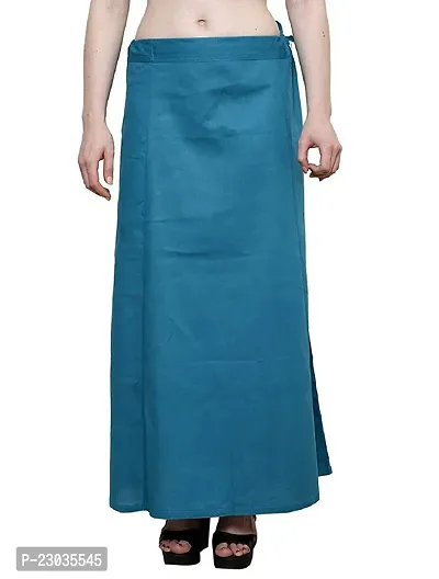 Reliable Blue Cotton Solid Stitched Patticoats For Women