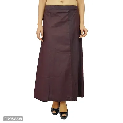 Reliable Brown Cotton Solid Stitched Patticoats For Women